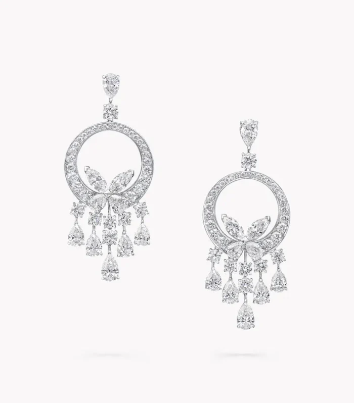 BUTTERFLY CHANDELIER CLASSIC SILVER DIAMOND EARRINGS