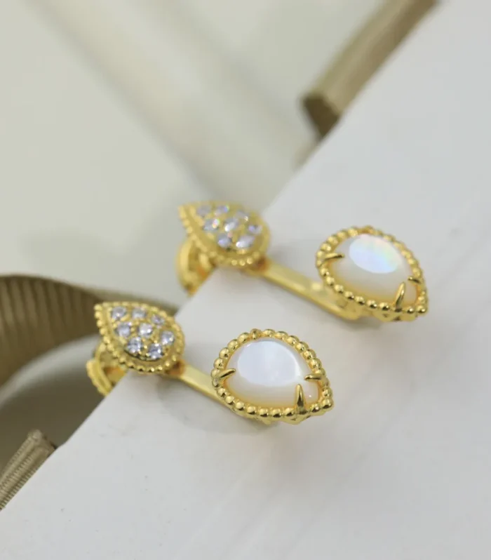 BOHEME MOP C SHAPE GOLD EARRINGS