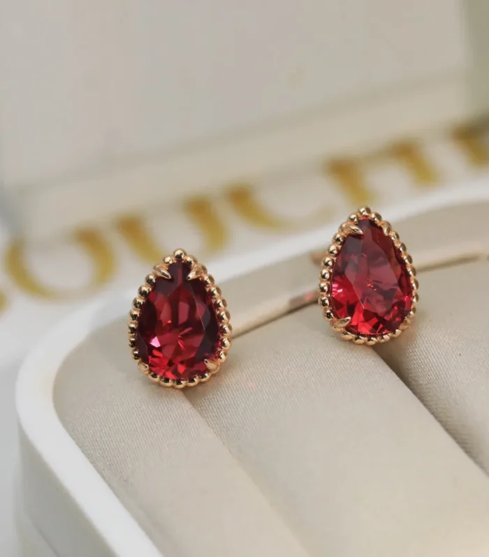 BOHEME CARNELIAN PINK GOLD STUD EARRINGS