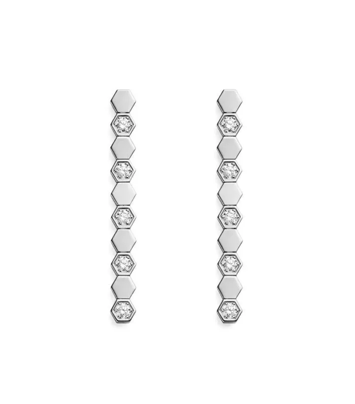BEE LOVE SILVER DIAMOND LONG EARRINGS