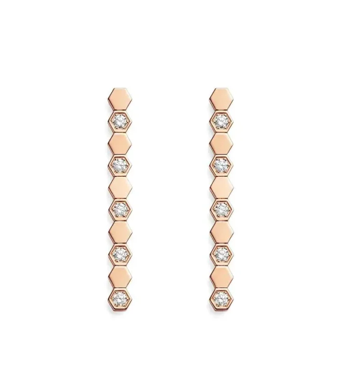 BEE LOVE PINK GOLD DIAMOND LONG EARRINGS