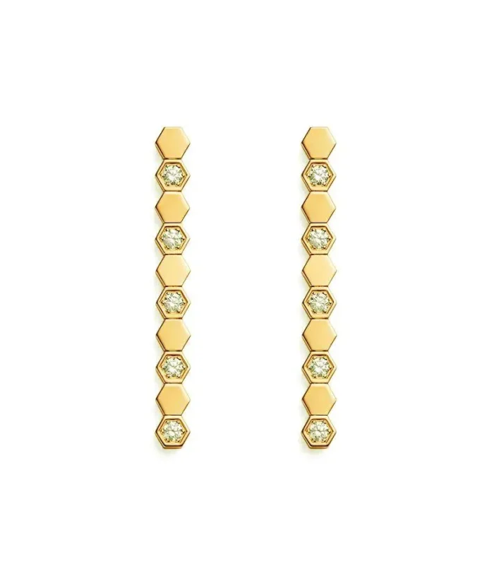 BEE LOVE GOLD DIAMOND LONG EARRINGS