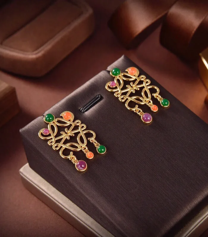 ANAGRAM MULTICOLOR GOLD LARGE EARRINGS