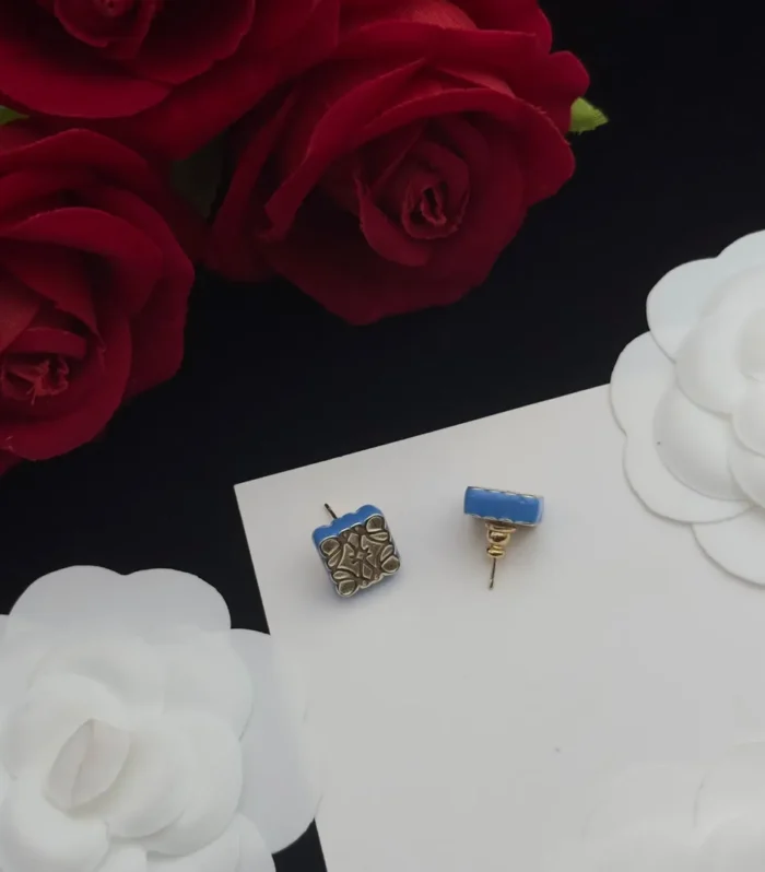 ANAGRAM BLUE GOLD STUD EARRINGS