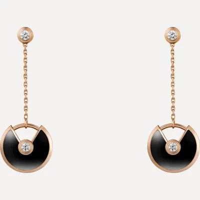 AMULETTE DROP EARRINGS ONYX PINK GOLD