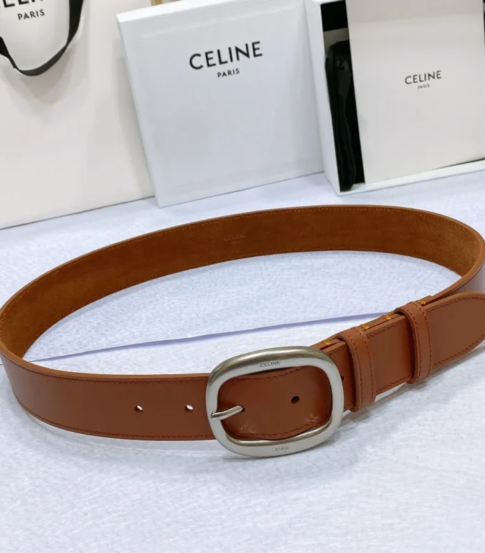 CL LARGE 35 MM BELT IN BRONZE BROWN CALFSKIN LIGHT GOLD HARDWARE