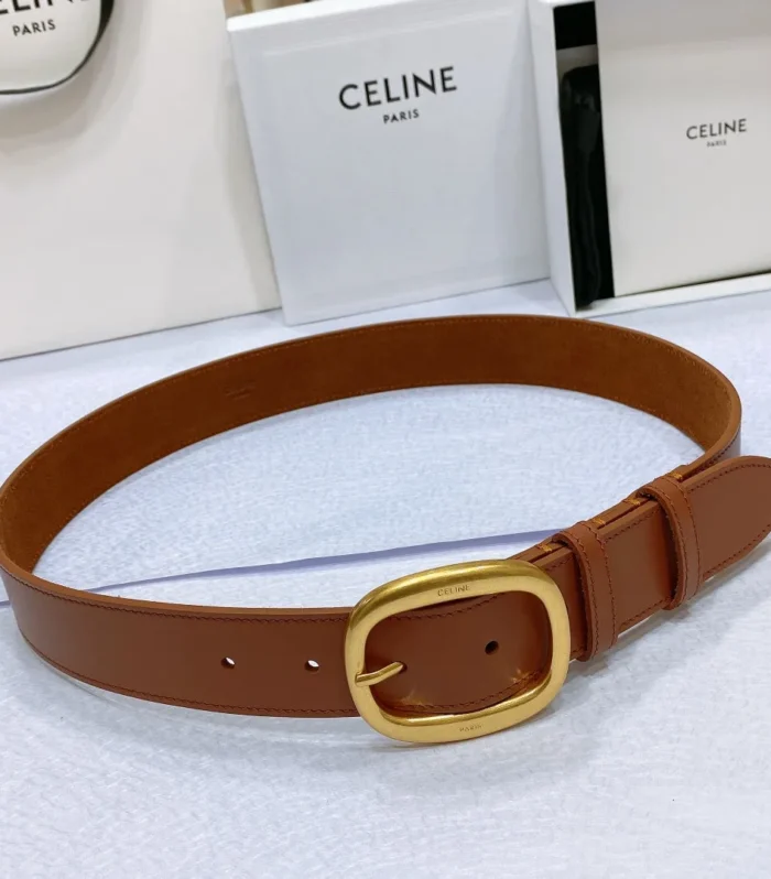 CL LARGE 35 MM BELT IN BRONZE BROWN CALFSKIN GOLD HARDWARE