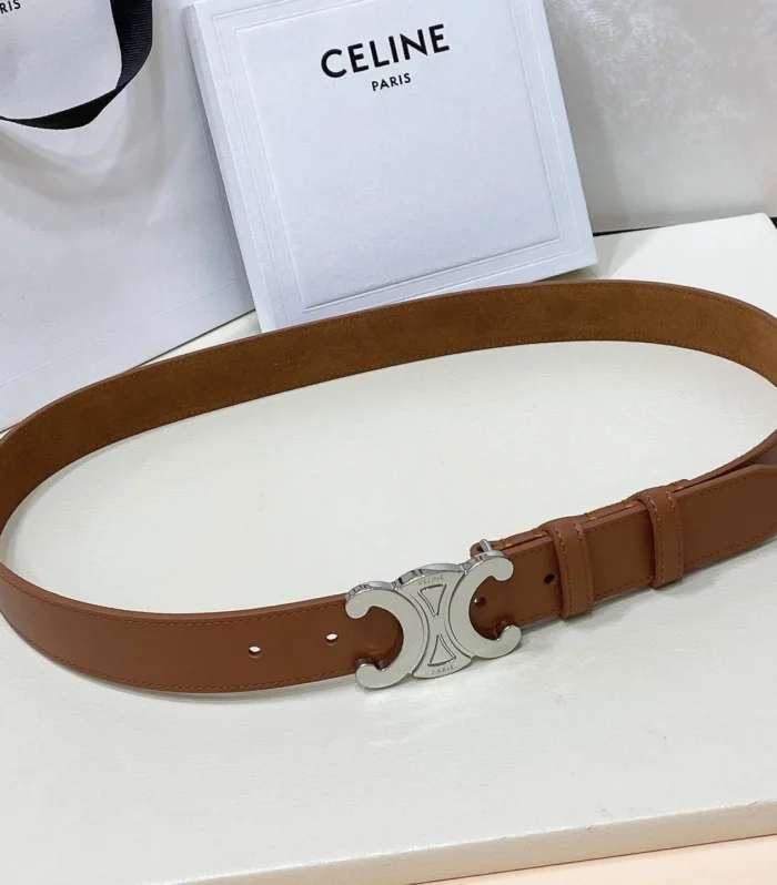 CL LARGE 30 MM TRIOMPHE BELT IN BRONZE BROWN SILVER HARDWARE