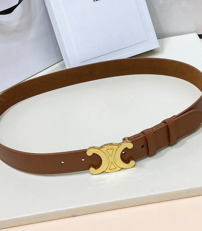CL LARGE 30 MM TRIOMPHE BELT IN BRONZE BROWN GOLD HARDWARE