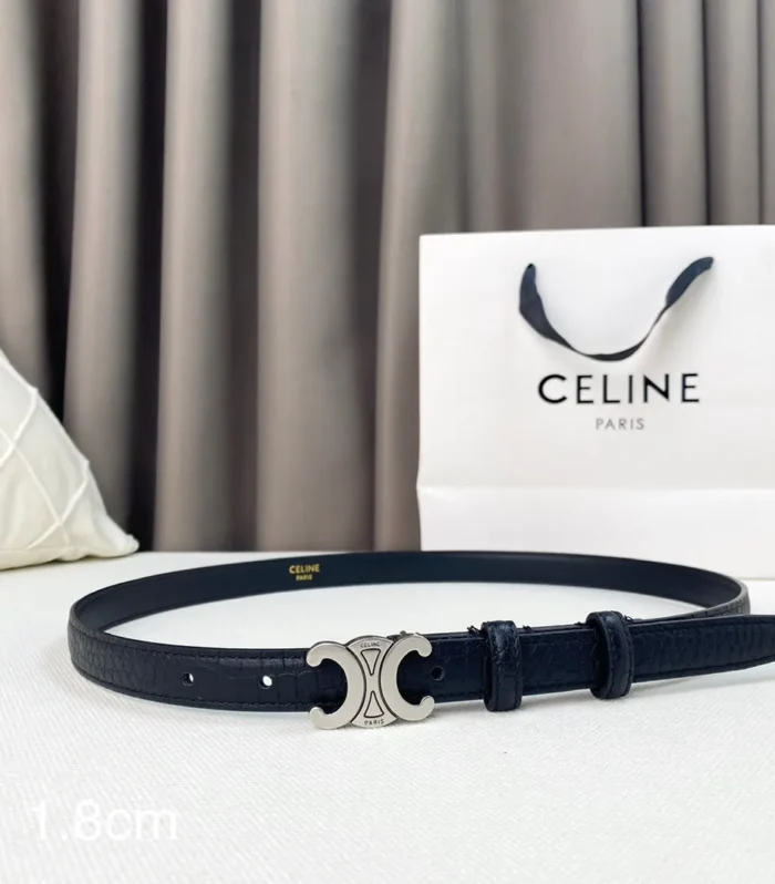 CL Belt 18mm Black Crocodile Embossed Calfskin Shw