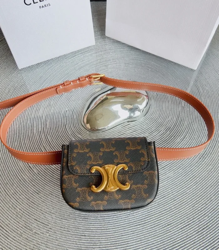 CL BELT MONOGRAM BROWN BAG TRIOMPHE 25 MM BELT TRIOMPHE ORANGE CALFSKIN