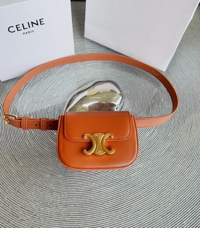 CL BELT BAG TRIOMPHE 25 MM BELT TRIOMPHE ORANGE CALFSKIN GOLD HARDWARE
