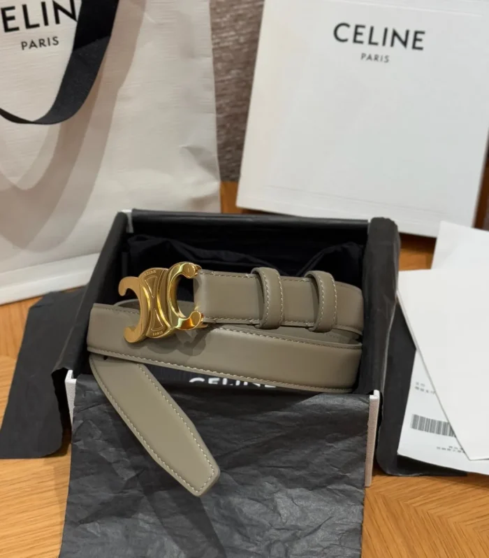 CEL Triomphe Belt 25mm Etoupe Gold Calfskin 187493