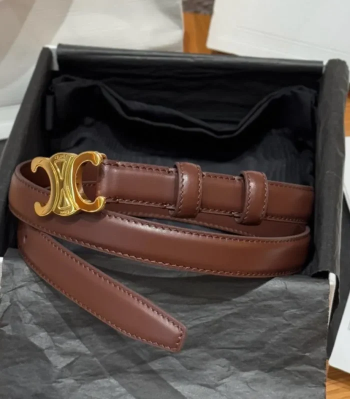 CEL Triomphe Belt 18mm Brown Gold Calfskin 187490