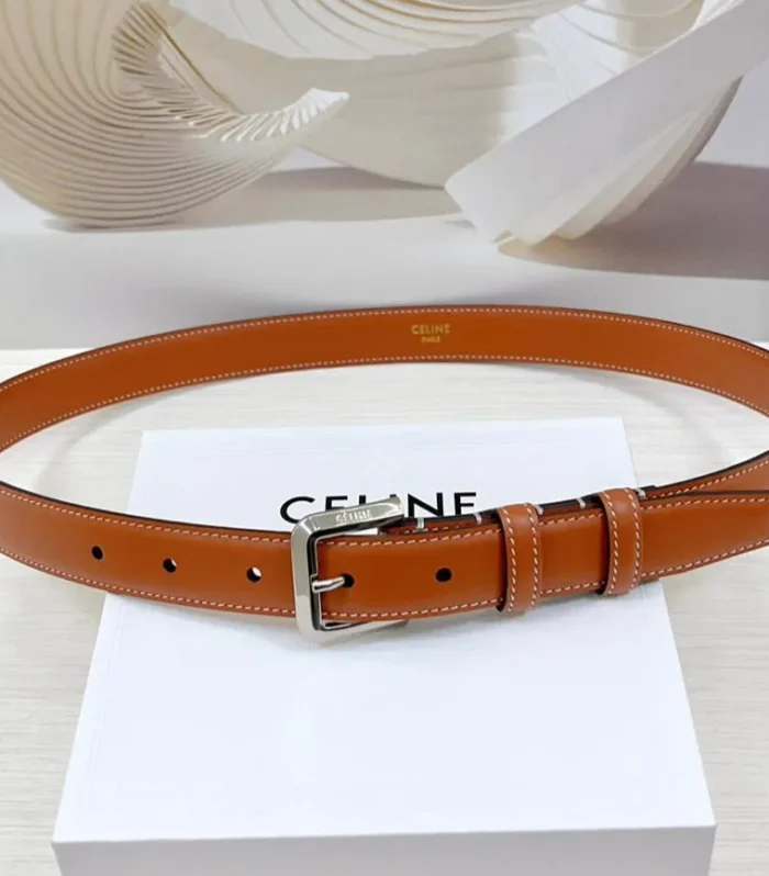 CEL Silver Western 25mm Belt Brown Cowhide 181046