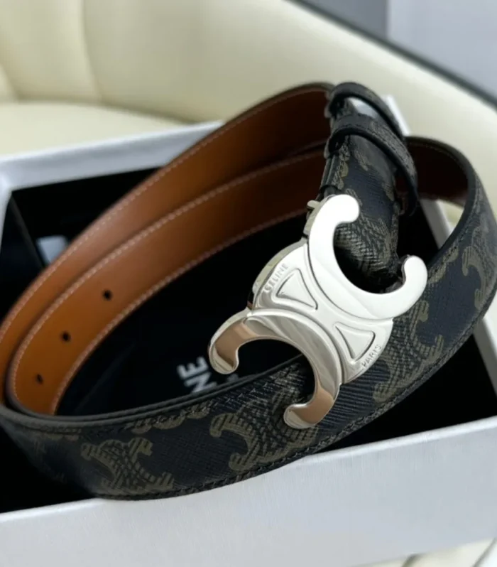 CEL Silver 25mm Triomphe Belt Blue Canvas 180416