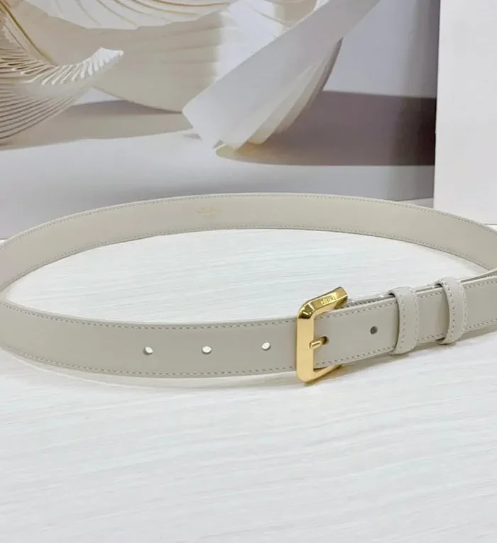 CEL Gold Western 25mm Belt White Cowhide 181047