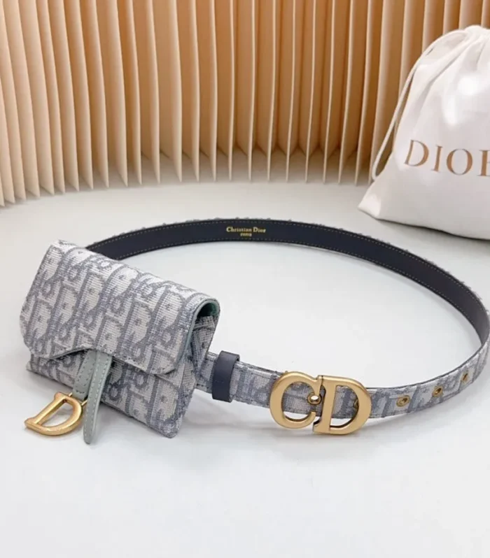 Saddle Belt Pouch Grey CD Oblique Jacquard