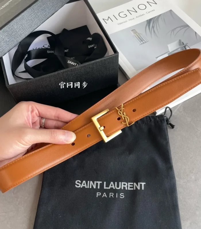 Cassandre Buckle Leather Belt 3.0cm
