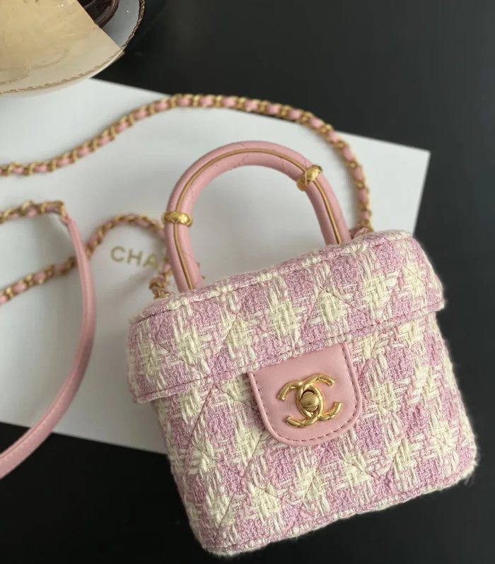 Coco Handle Makeup Box Pink Tweed