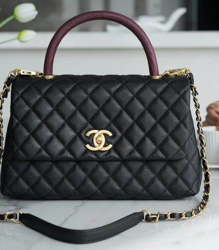 Coco Handle Large Black Lizard