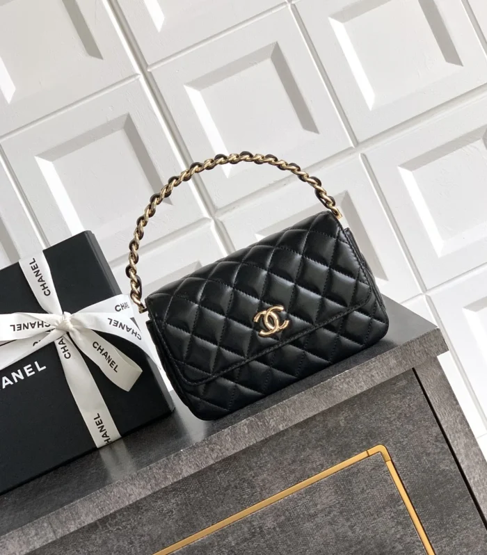 Coco Handle Evening Bag Black Patent