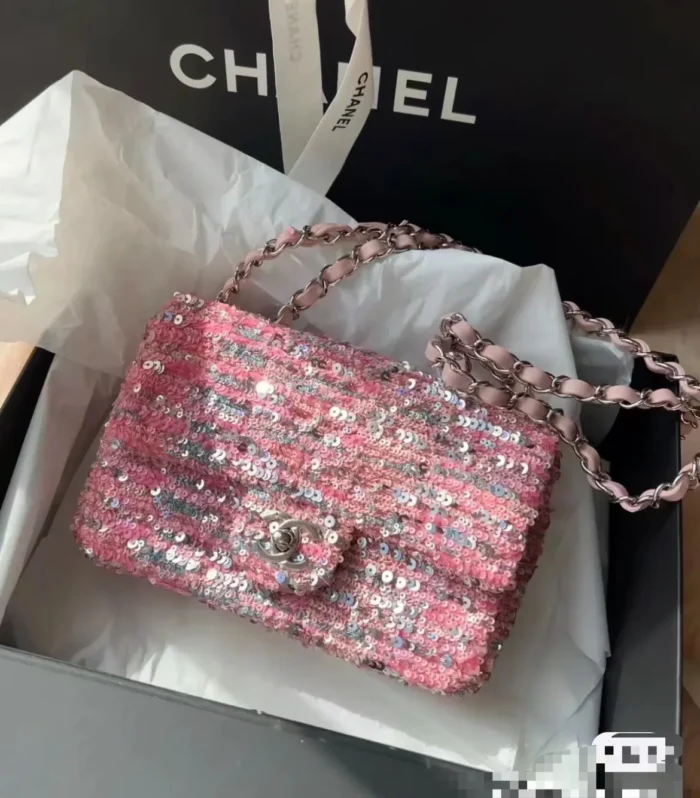 Classic Flap Mini Pink Sequined
