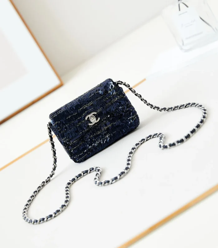 Classic Flap Mini Blue Sequin