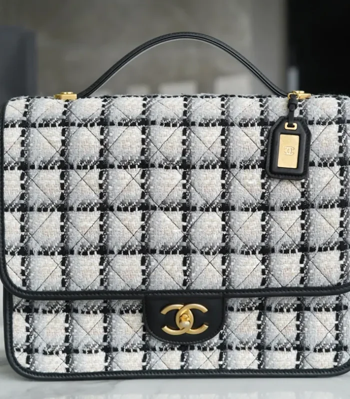 Tweed Backpack Black White
