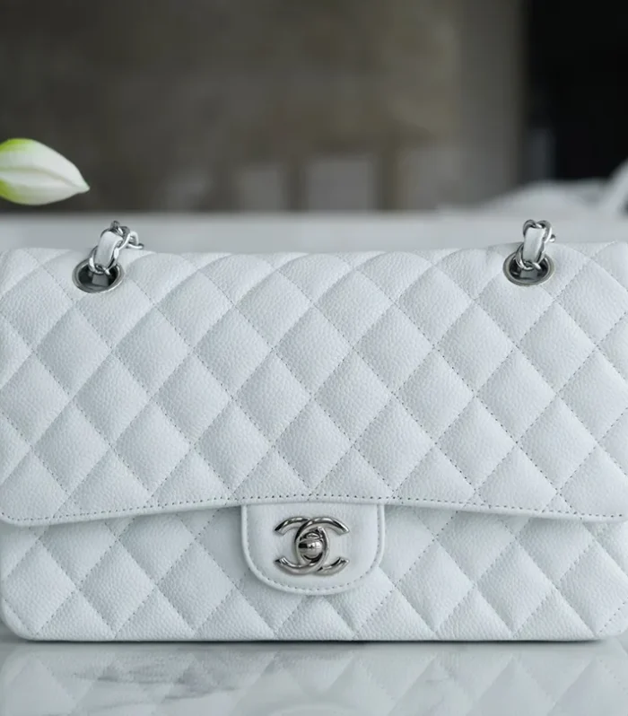 Classic Flap Bag 25cm Fairy White