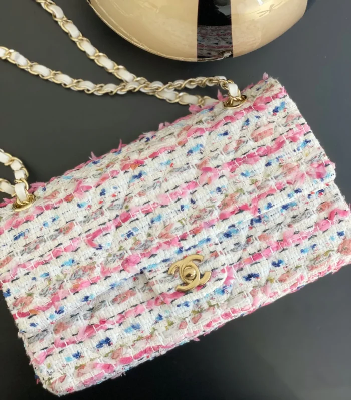 Classic Flap 25cm Pink Tweed