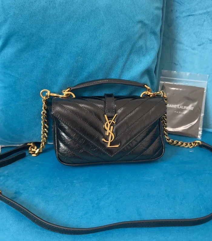 YSL COLLEGE mini chain bag in shiny leather