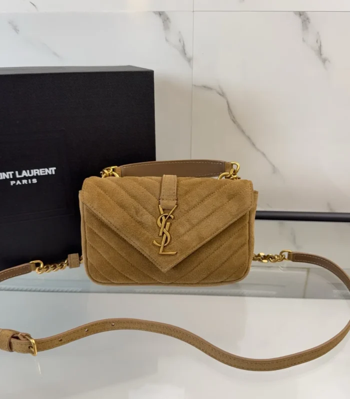 YSL COLLEGE mini chain bag in suede leather