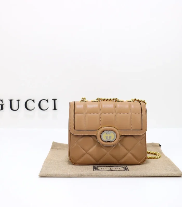 Rose Beige Leather Shoulder Bag
