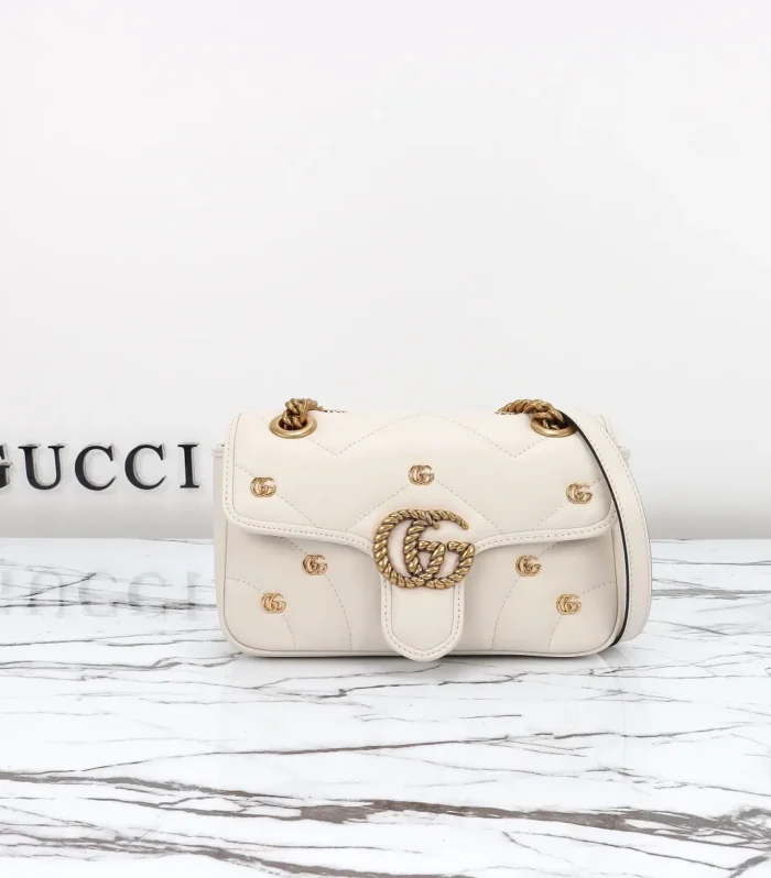 Marmont Bag Small White Leather