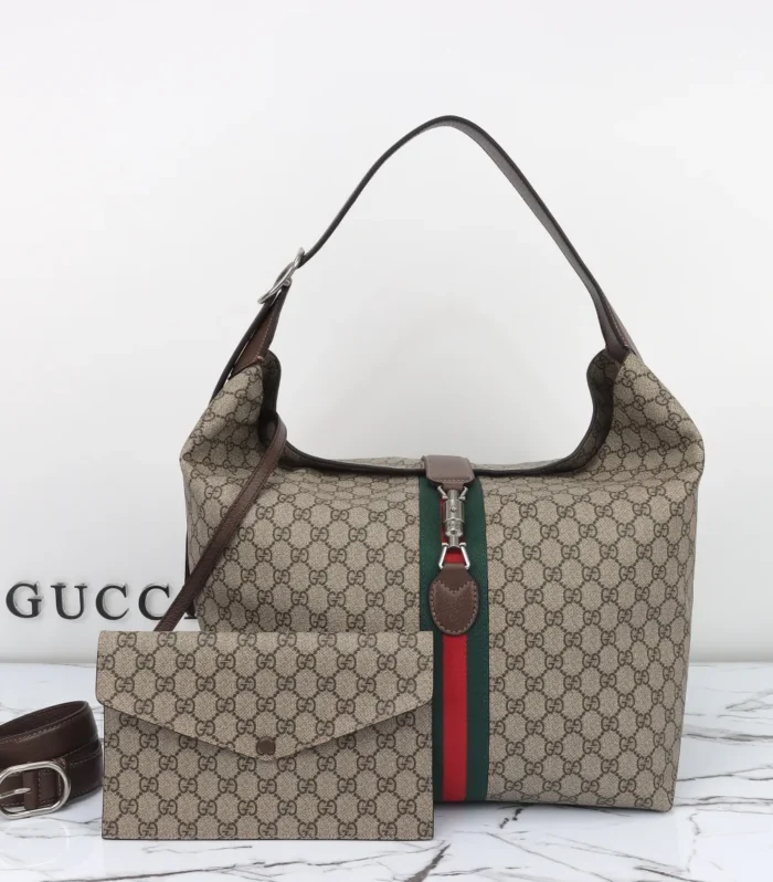 Horsebit Tote Large Beige Brown
