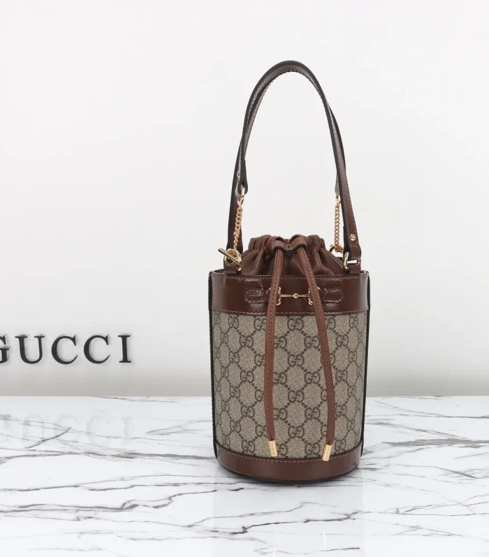 Horsebit Bucket Bag Small Almond Brown