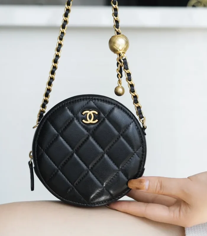 Metal Orb Round Bag Black