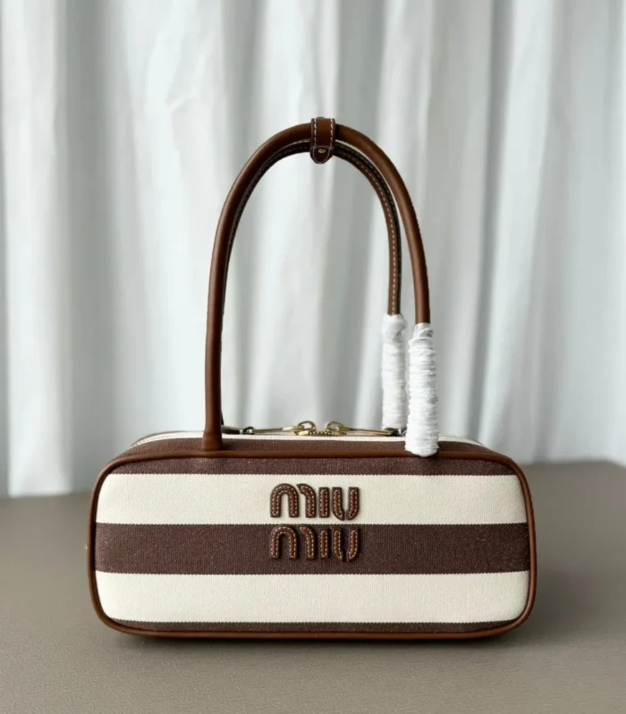 Miumiu large shoulder bag striped canvas