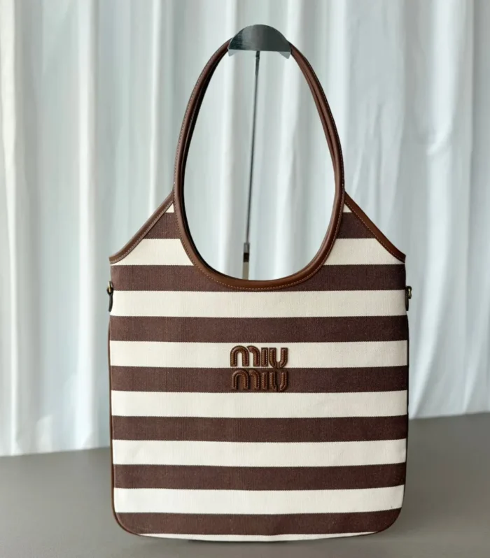 Miumiu Isetan tote hobo bag striped canvas