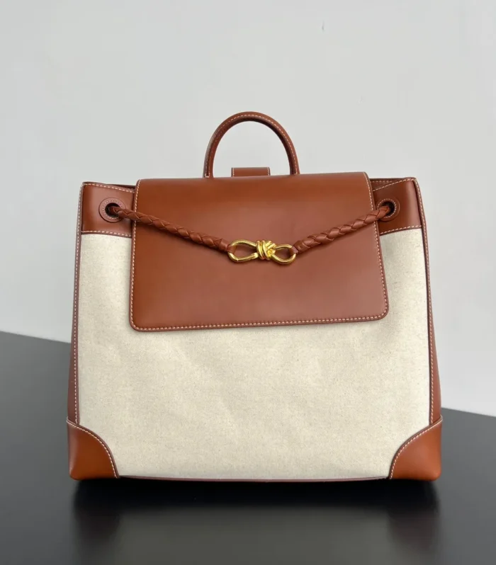Large Andiamo Backpack 48 In Light Woof Calfskin And Canvas