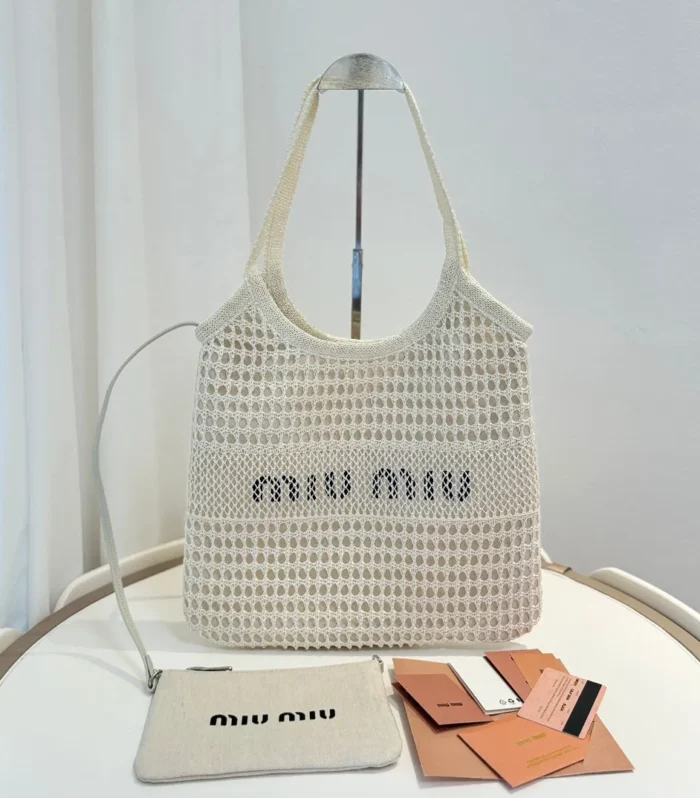 Miu' beach tote bag white canvas