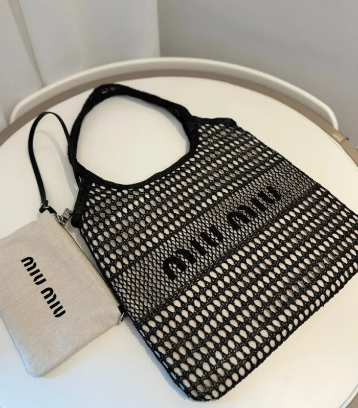 Miu' beach tote bag black canvas