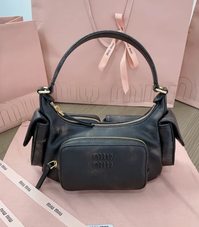 MIU POCKET 21CM SHOULDER BAG COFFE CALFSKIN