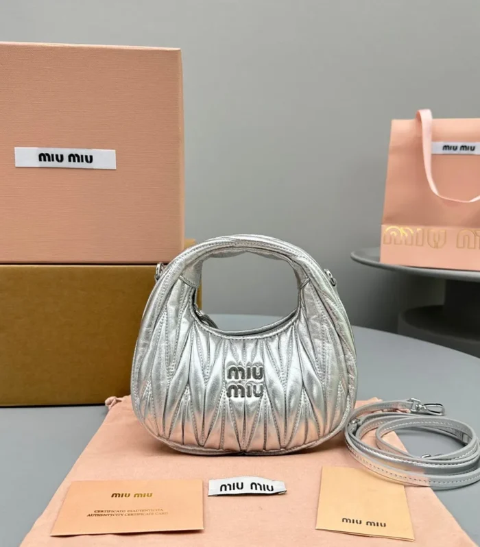 MINI HOBO 17 BAG IN SILVER SHEEPSKIN