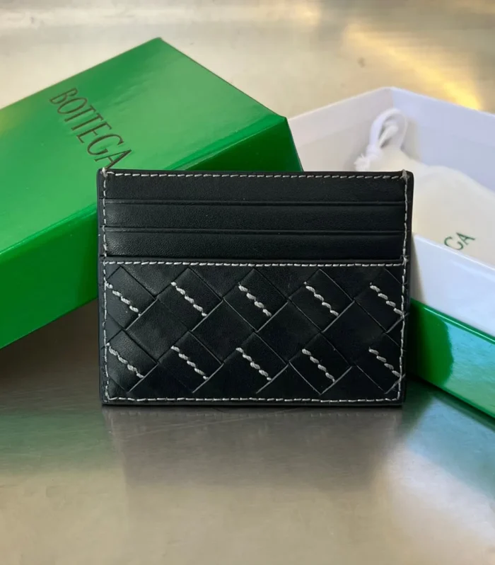 Intrecciato 10 Credit Card Case In Black Lambskin