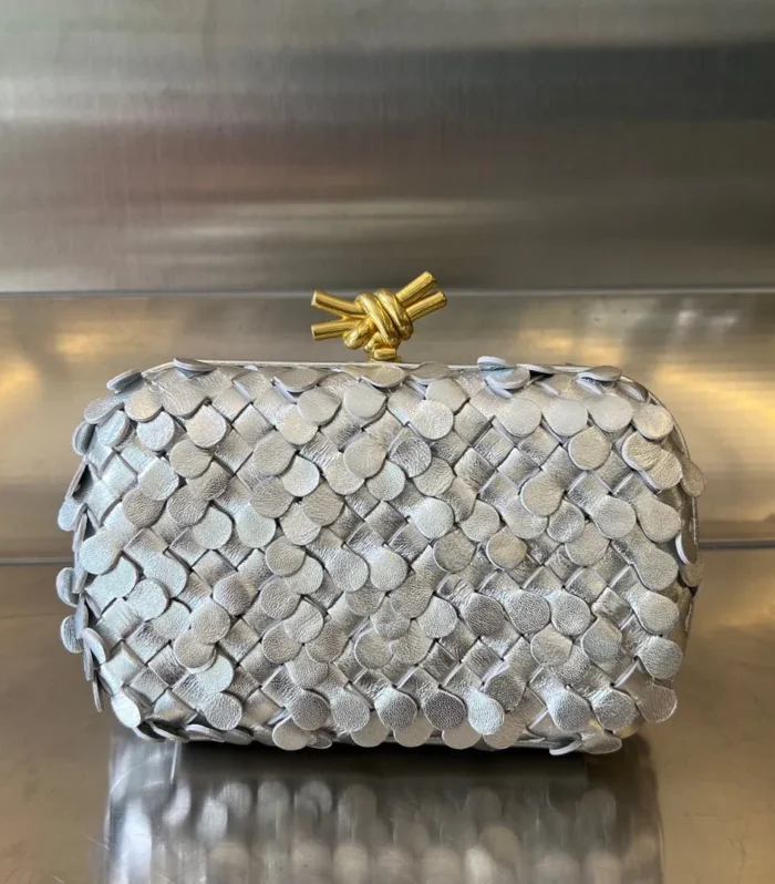 Golden Knot 19 In Silver Lambskin