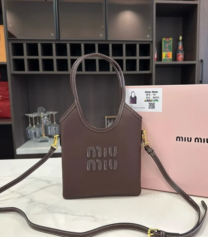 IVY MINI TOTE BAG 20 IN BROWN CALFSKIN