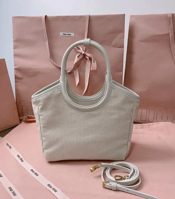 IVY HANDBAG 22 IN WHITE CANVAS