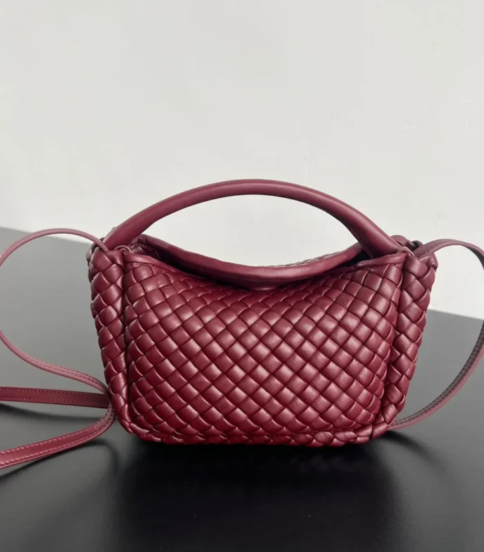 Bv Small Cobble Top Handle 23Cm Dark Red Lambskin